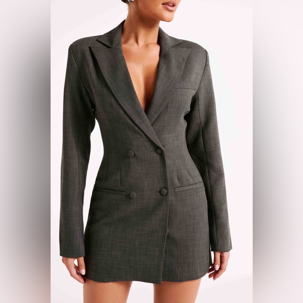 Meshki Callahan Textured Blazer Dress, Size M, NWT, Charcoal, Retail $145